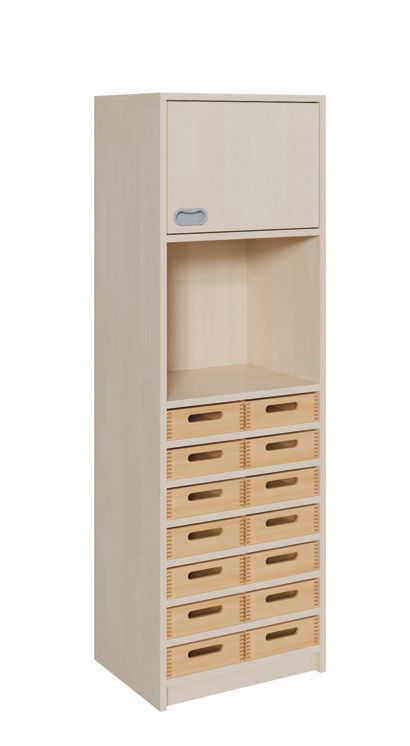 K Kombinationsschrank 160 x 52 cm, 14 flache Kästen/1 Tür re.